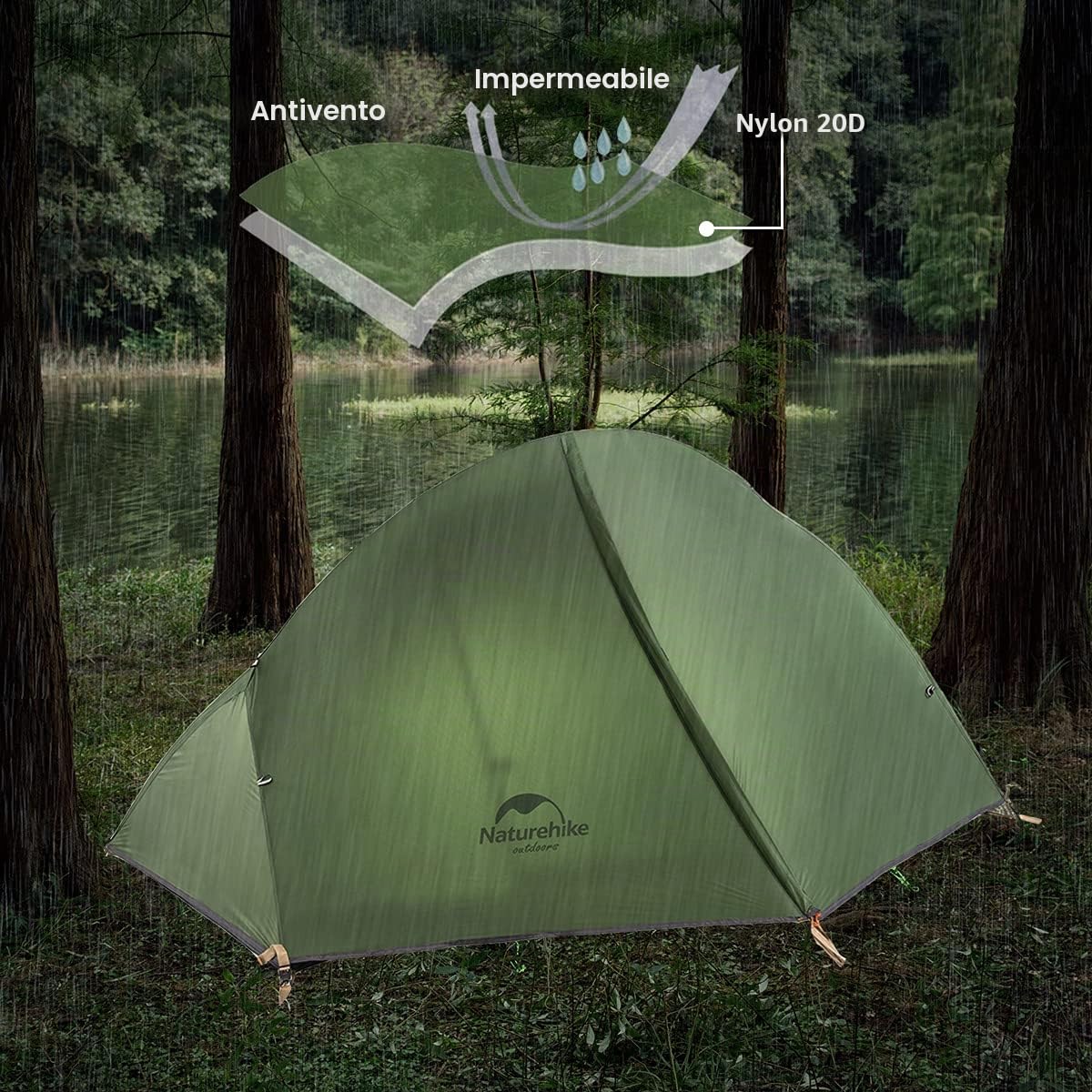 Naturehike tenda da campeggio 1 posto,Ultraleggera doppio strato prevenire la condensa,Leggera trekking,Impermeabile per esterno,Facile da Installare per attività all'aperto,Festival