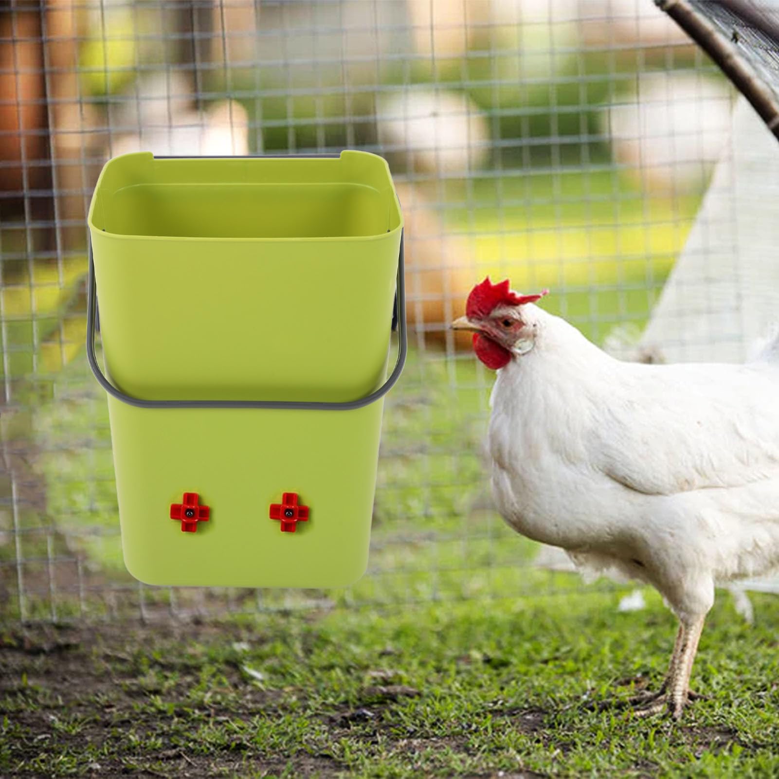 Bebedero Automático para Aves de Corral, 4 Boquillas para Beber, Bebedero para Pollos, 12L, Alimentador de Agua para Pollos, Pato, Ganso, Paloma