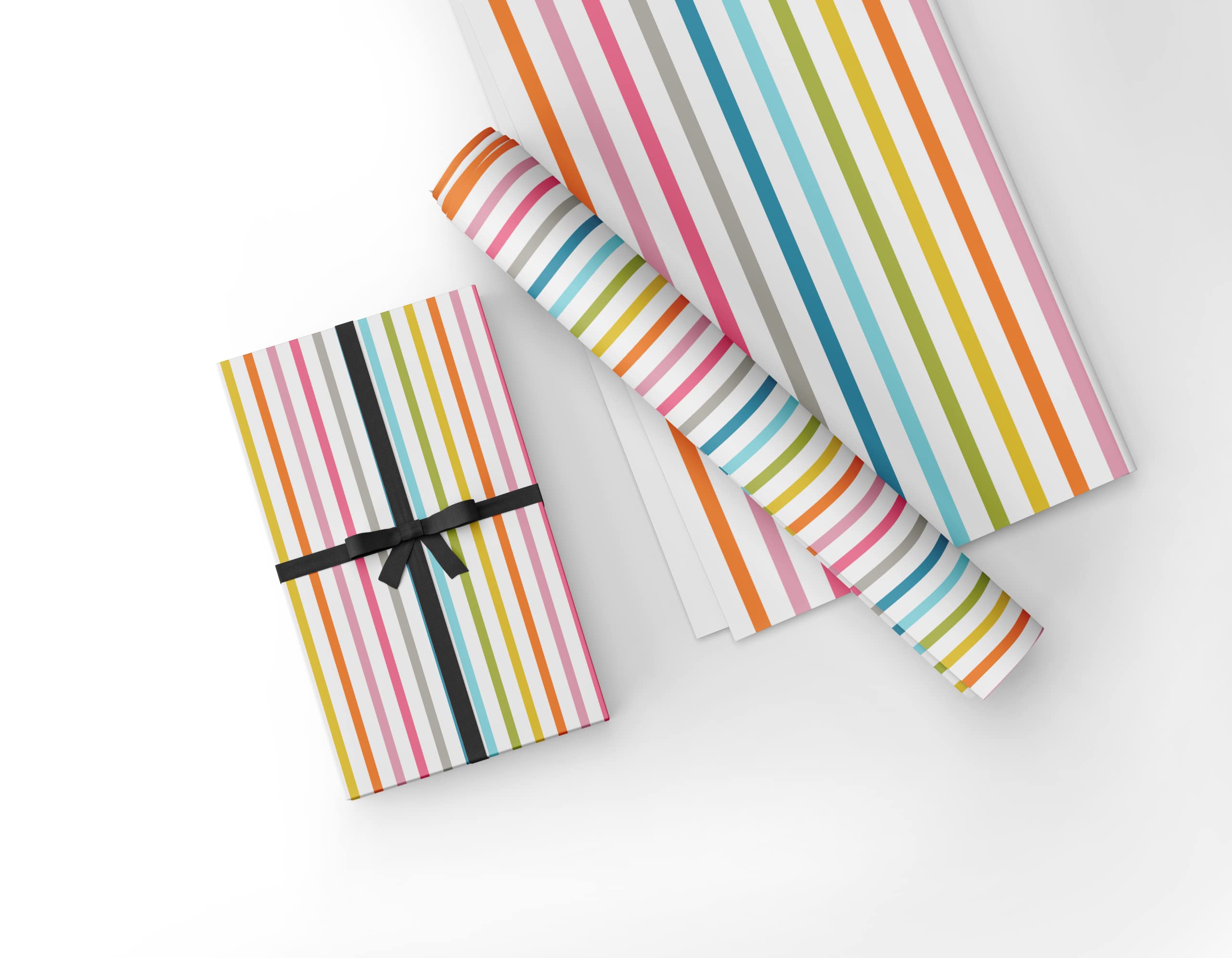 Wrap It-Pack Of 12 Gift Wrapping Paper In Extra Large Size (20H X 30W Inches) Matte Finish Premium Grade Paper For Gift Packing (Colorful Strips),Multicolor-image-46