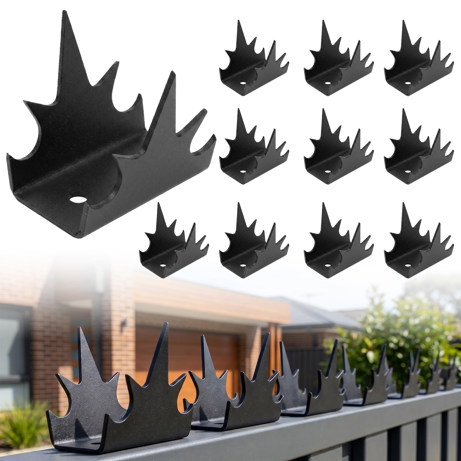 RAINPOP 12Pcs Fence Wall Spikes - Bird Pigeon Spikes with Screw & Cable Ties Metal Anti-Climb Spike Fence Security Spike Rust-Proof Cat Fox Animal Deterrent for Outside/Outdoor Yard Balcony Garden