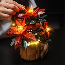 LocoLee LED Light Compatible with Lego Poinsettia 10370, Lighting Accessories Compatible with Lego Icons Christmas Holiday Centerpiece Decoration Table Plants Flowers Botanical, No Model