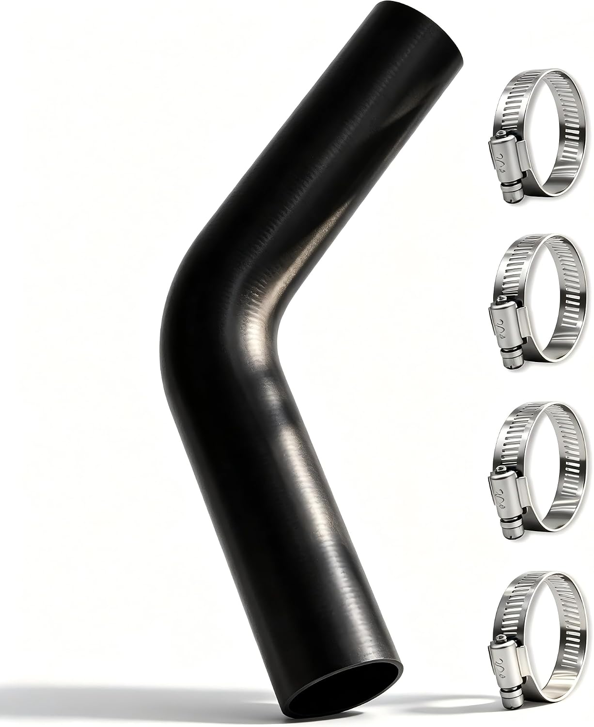 1 1/2 inches Inside Fuel Filler Neck Hose（45 Degree） with 4 Clamps - 15 7/8" Length Gas Tank Hose Replacement