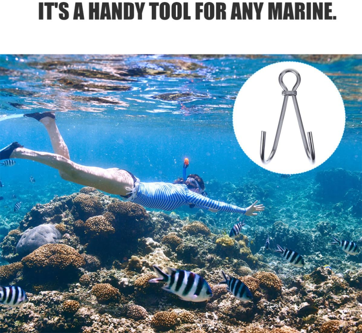 2pcs Stainless Steel Double Hook for Scuba Diving and Boat Maintenance
