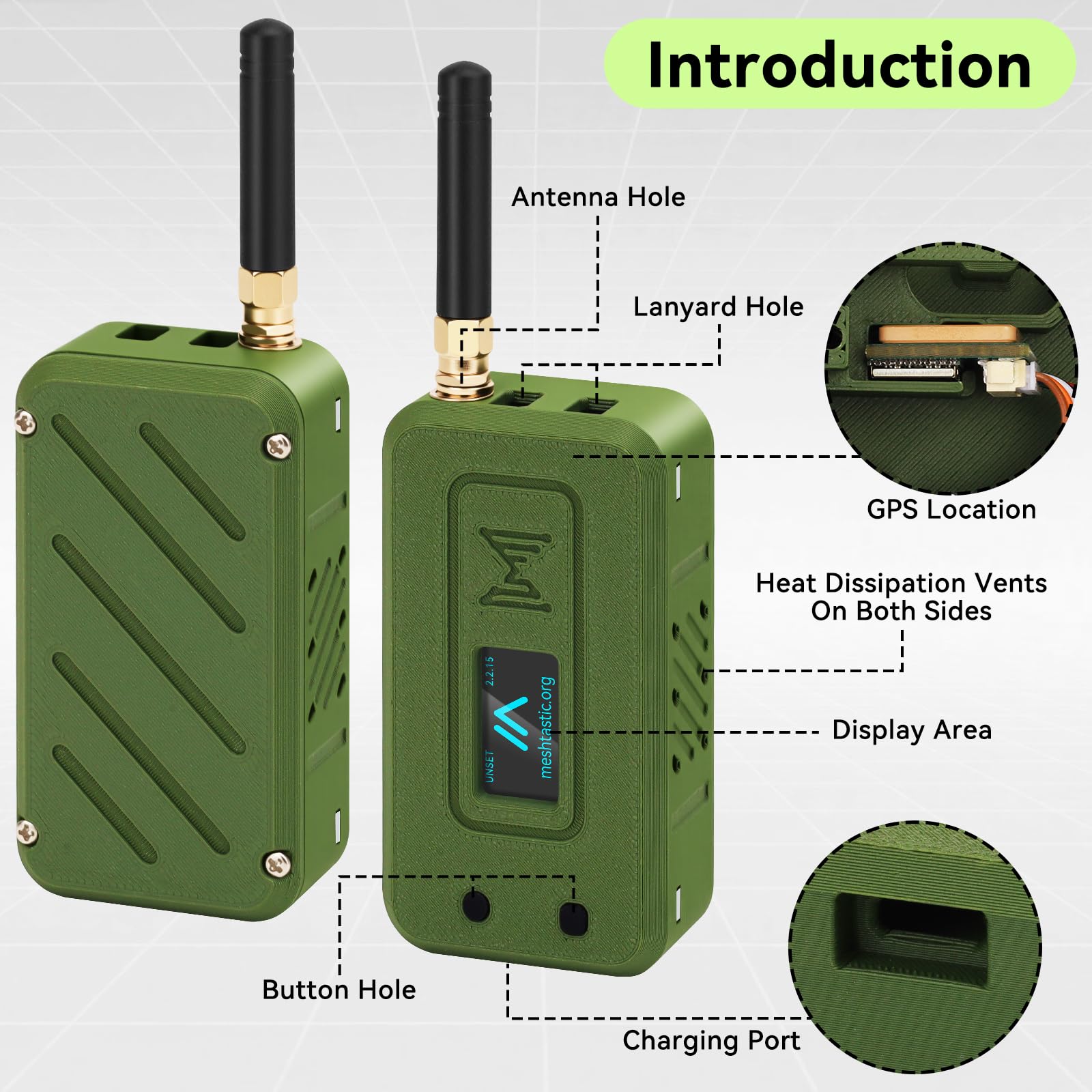 2 Set Scheda di sviluppo ESP32 LoRa V4 + Modulo GNSS L76 + Batteria 3000mAh + Custodia Verde, ESP32-S3 SX1262 LoRa WiFi Bluetooth 2MB PSRAM 16MB Flash Antenna 915MHz Supporto GPS Solare per Arduino