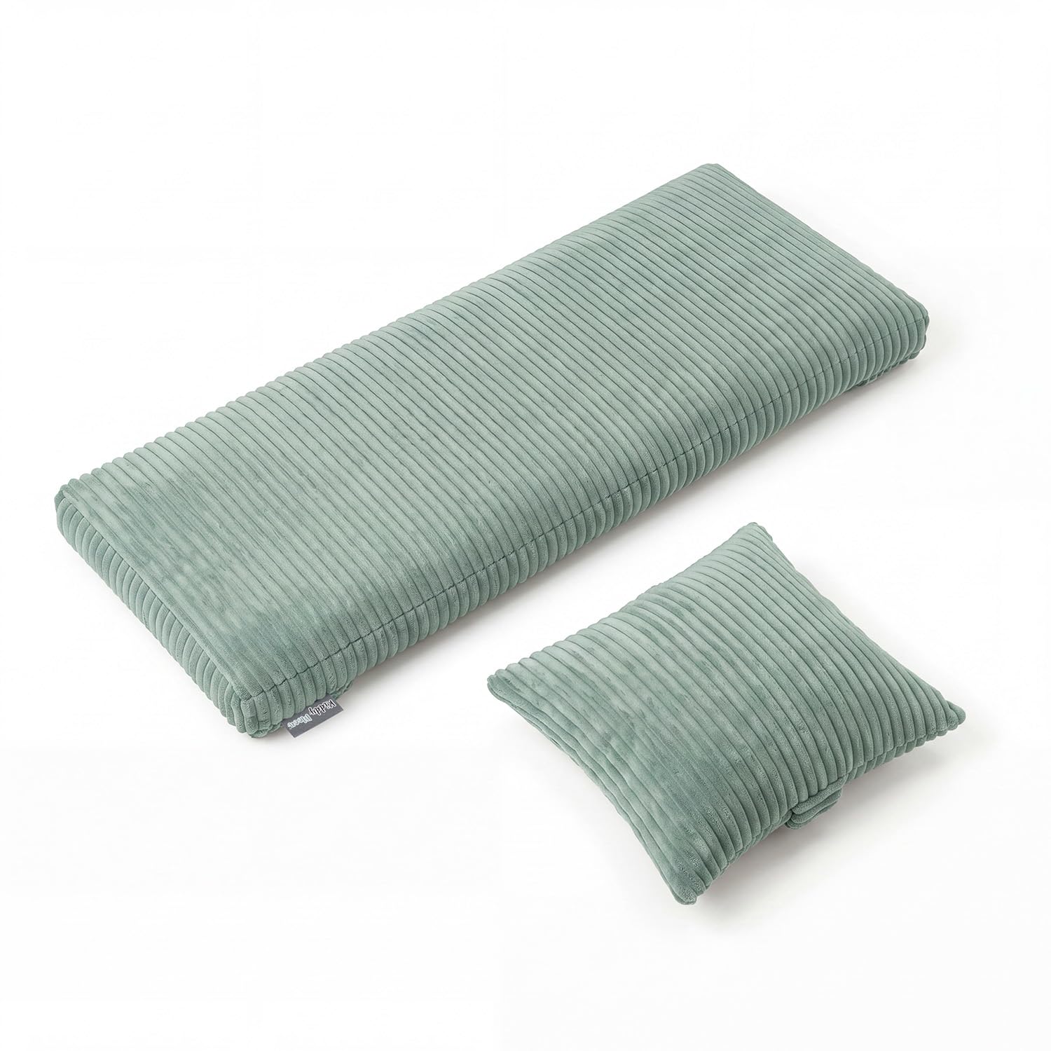 KiddyMoon Cushion Set For Balance Board Mattress And Pillow Ribbed Fabric Washable Cover, Green,Mattress/Pillow