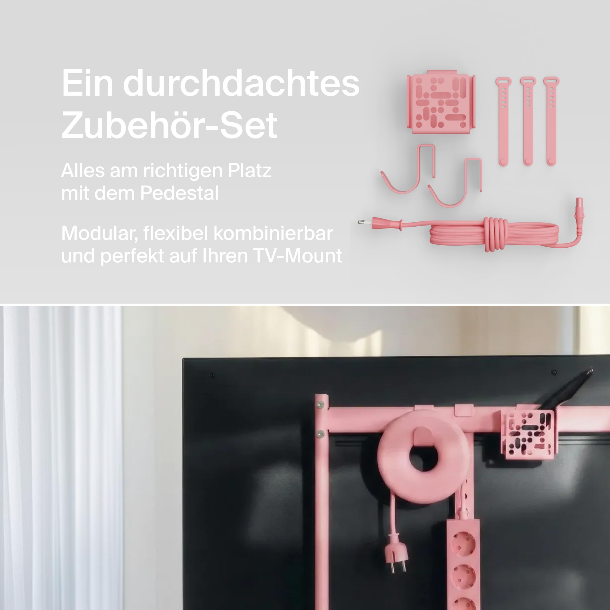 Pedestal Moon Rollin’ TV Ständer mit Rollen für Fernseher 44–60 Zoll | Fernsehständer & TV Wagen | TV Standfuss Rollbar | TV Bodenständer für Wohnzimmer | TV Erhöhung (Bubble Gum)