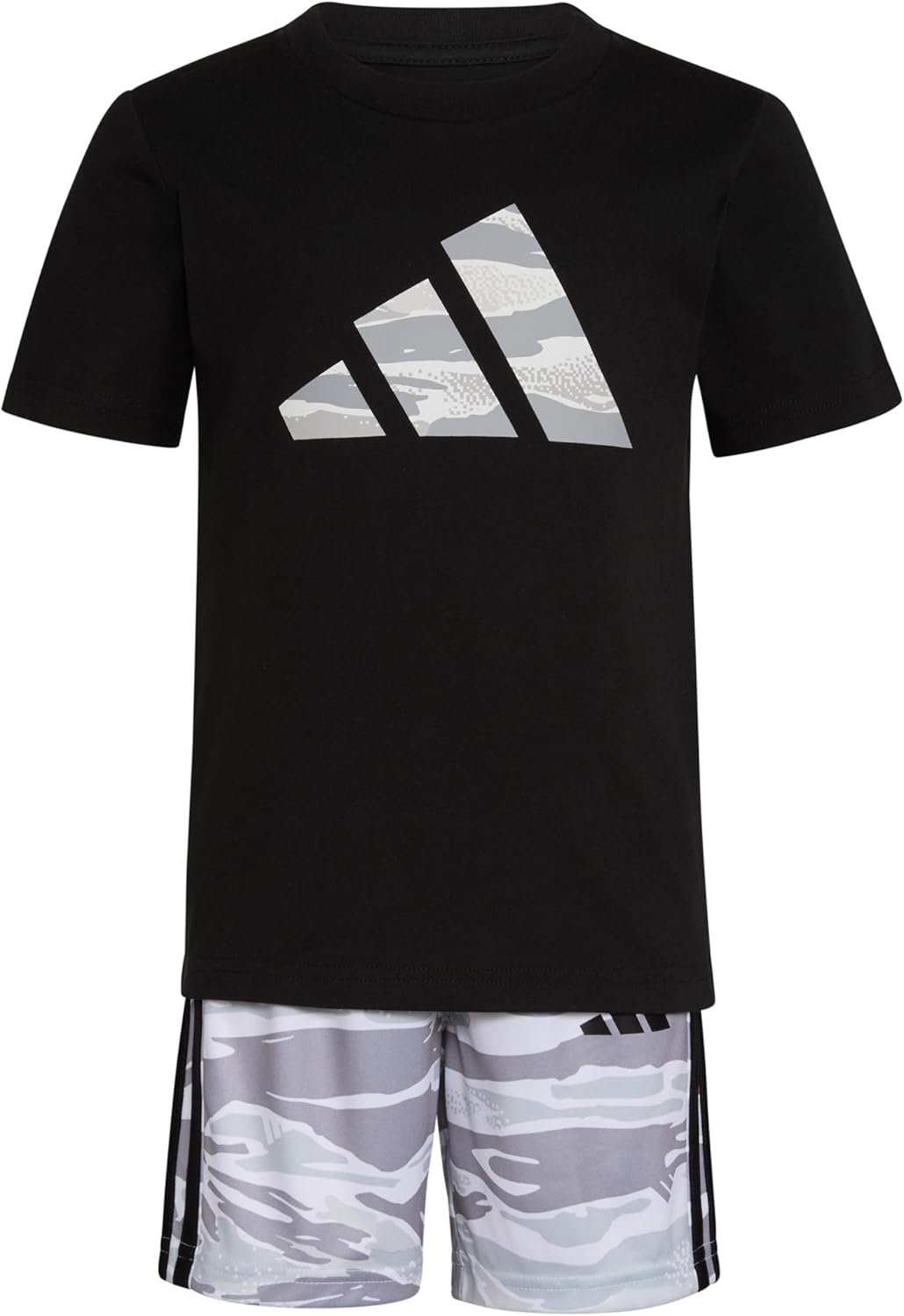 adidas boys Short Sleeve Cotton Tee Shirt and Aop Camo Short Set - Image 2