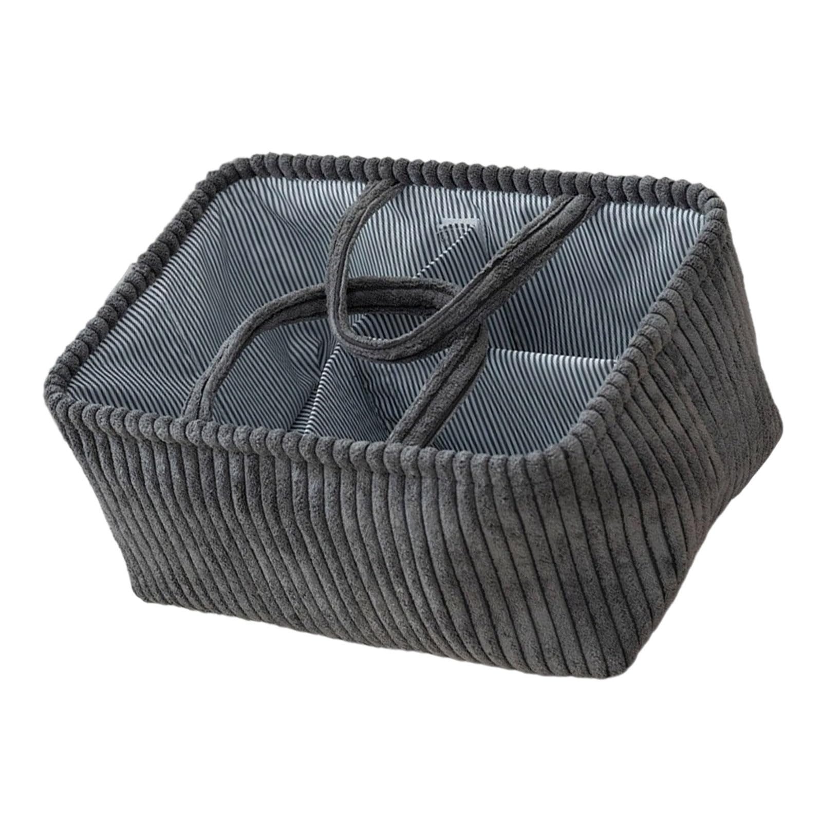 Lerpwige Practical Corduroy Storage Basket With Sturdy Handles For Home Organization And Decoration Multi-Compartment Organiser Corduroy Household Storage Bin