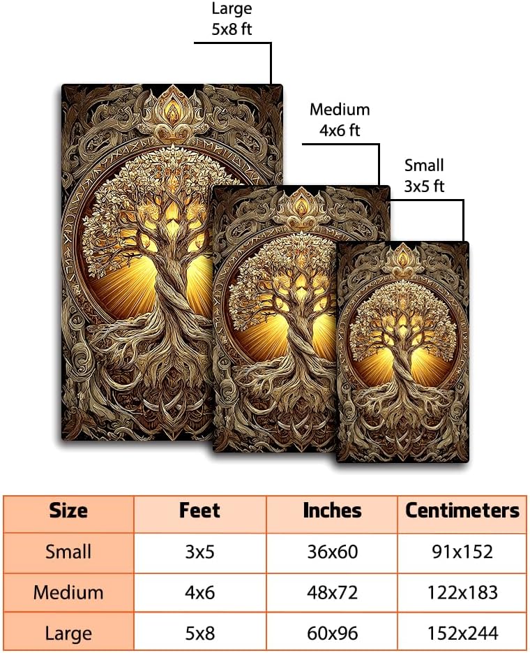 Personalized Viking Tree of Life Area Rug – Yggdrasil Carpet Gift for Mythology Lovers, Nordic Home Decor (Tree of Life 13)
