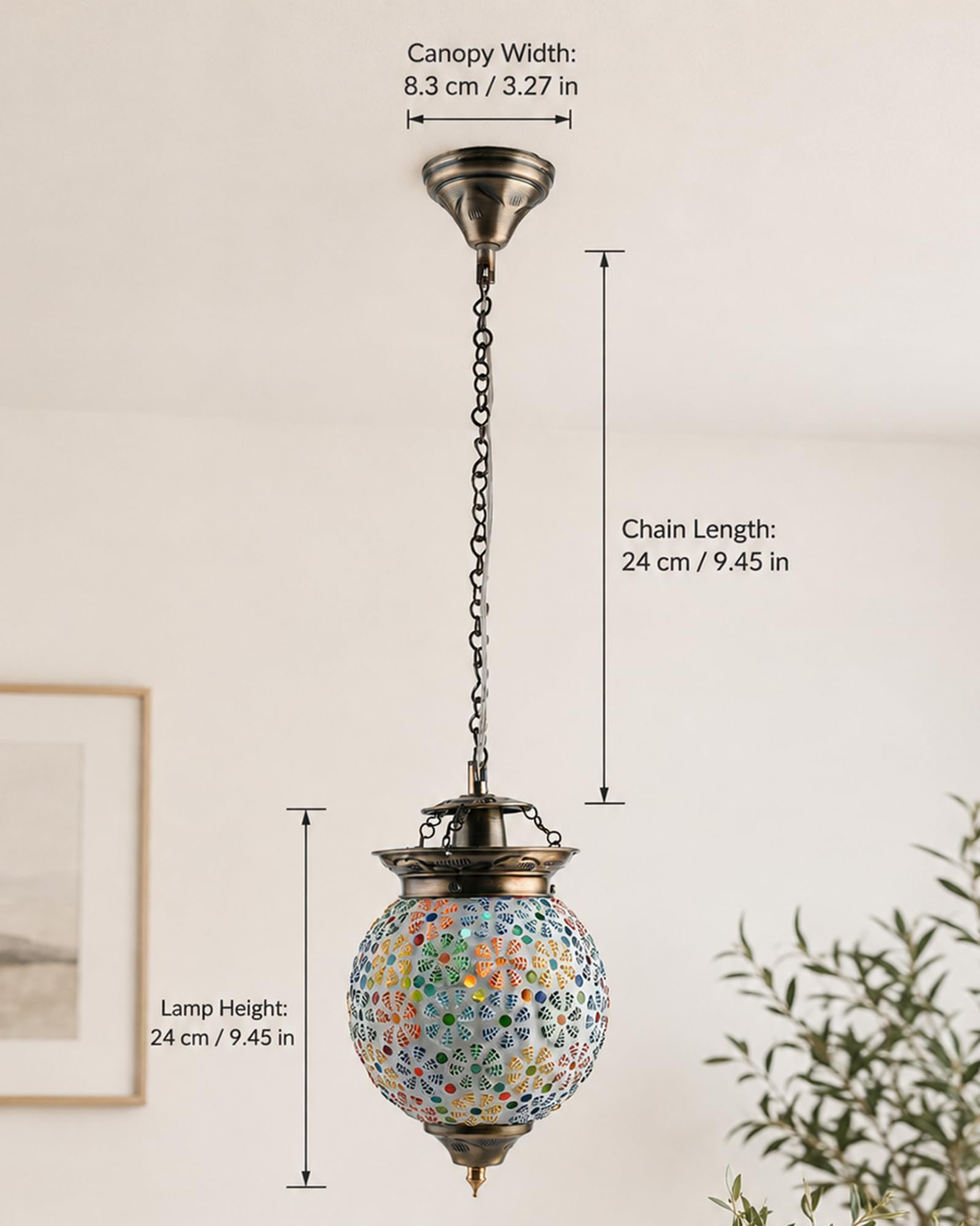 Handcrafted Mosaic Pendant Light - Turkish Moroccan Style -4