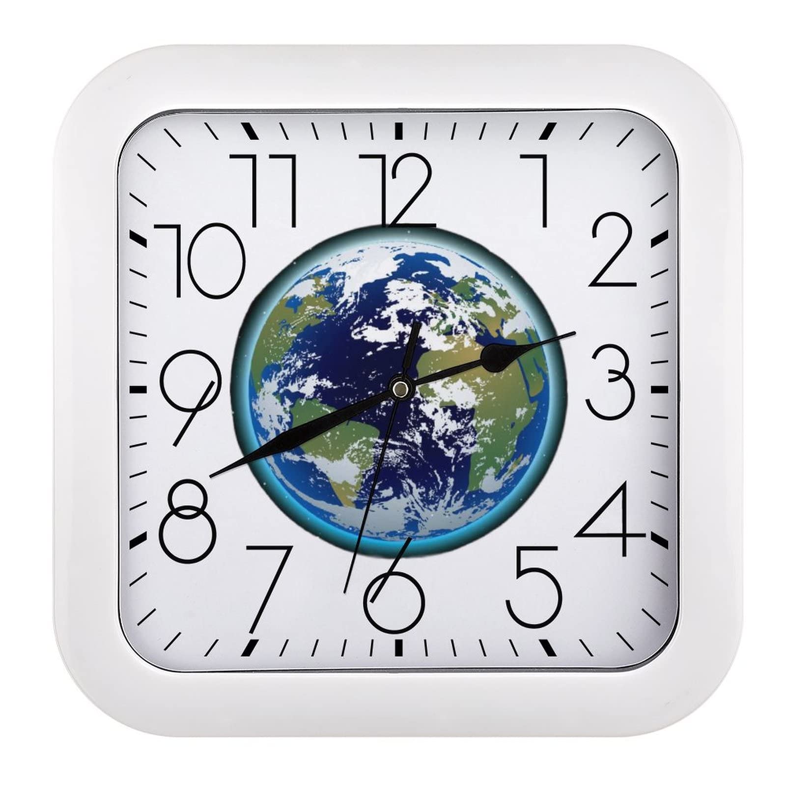 Pendule murale silencieuse Terre Moderne horloge de bureau maison école 26cm