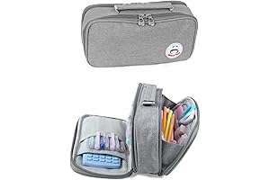 angoobaby Pencil Case, Big Capacity Double Zipper Pencil Box