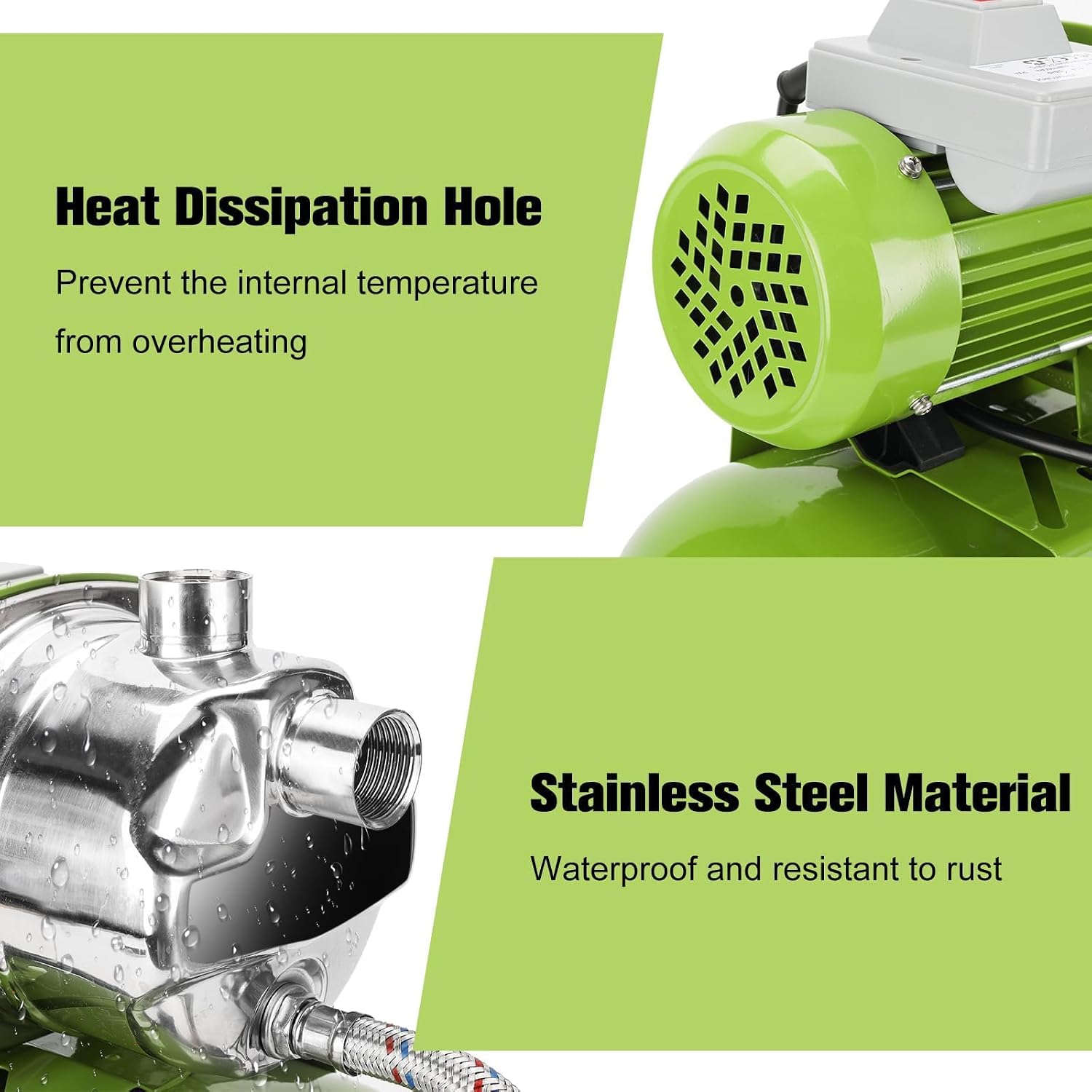 3/4HP Shallow Well Pump with Pressure Tank, 115V, Stainless Steel Irrigation, Automatic Water Booster Jet Pump for Home, Garden, and Lawn Use – Reliable Water Supply Solution