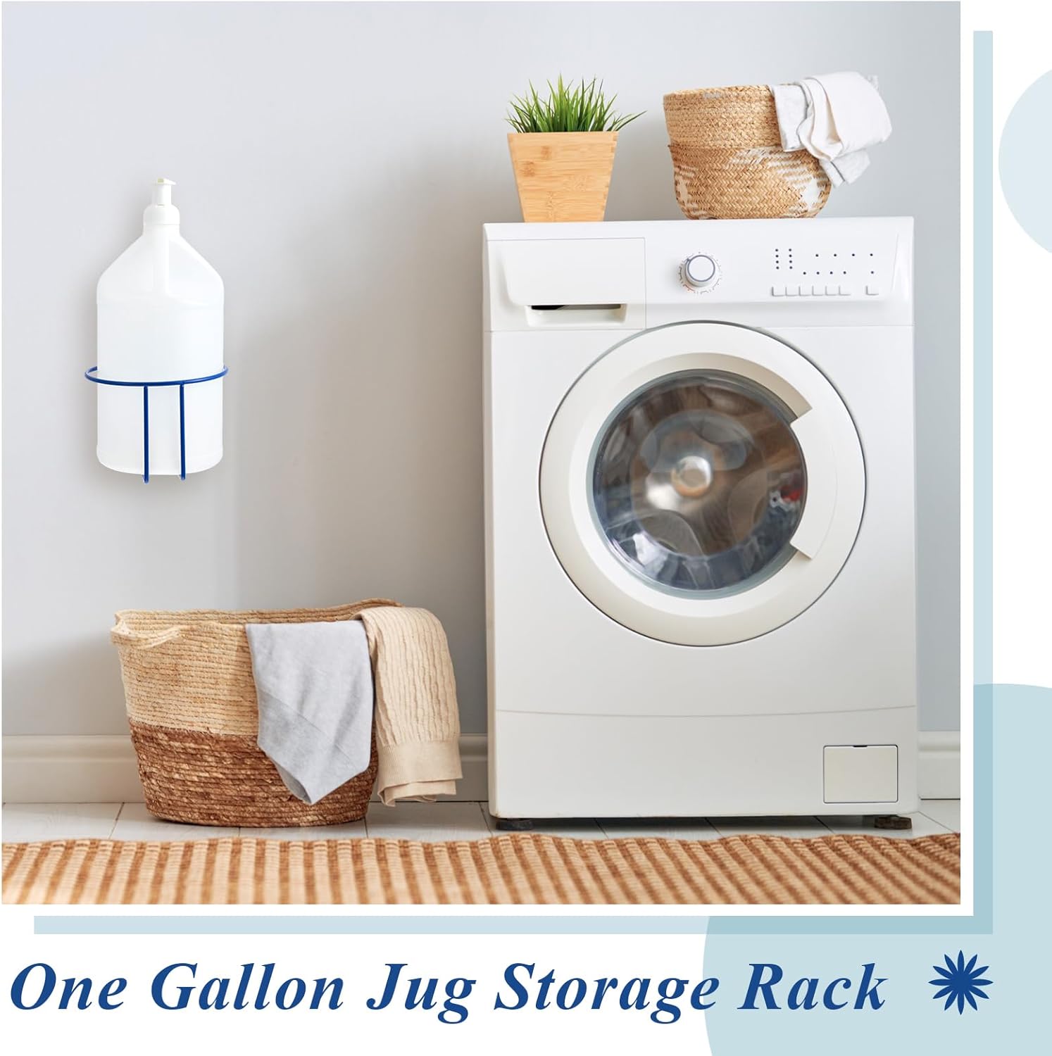 Hicarer 4 Pcs One Gallon Jug Storage Rack Wall Mounted Heavy Duty Steel Wall Rack for 1 Gallon Bottle Round Water Jug Holder with Hardware Hand Sanitizer 6-3/4" W x 5" H x 6-1/2" D (Blue)