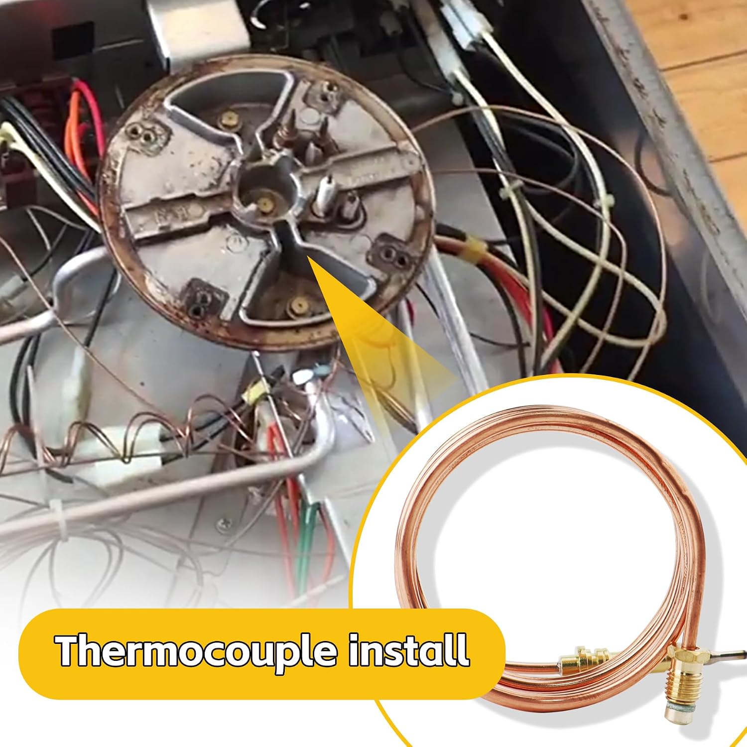 Thermocouple Oven Burner Compatible with Bertazzoni 508041, 1400MM Bake Burner Thermocouple for Ranges