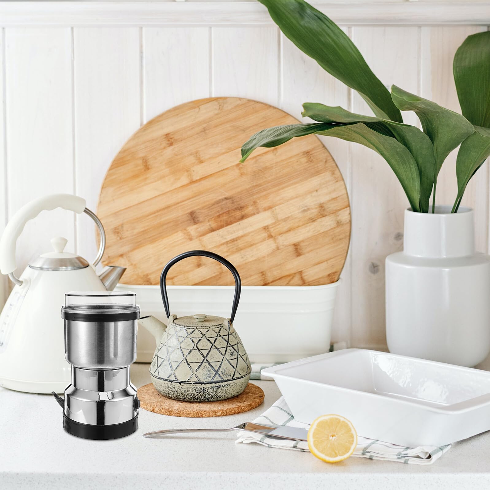 Toyvian Molinillo De Café Eléctrico De Acero Inoxidable Mini Molinillo De Especias Para Cocina Para Café Arroz Especias y Condimentos