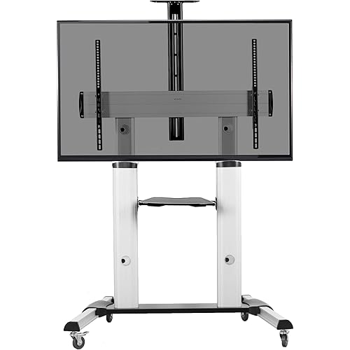 VIVO Ultra Heavy Duty Mobile 32 to 100 inch TV Stand for Flat Screens, Adjustable, Rolling TV Cart Mount with Wheels STAND-TV22S