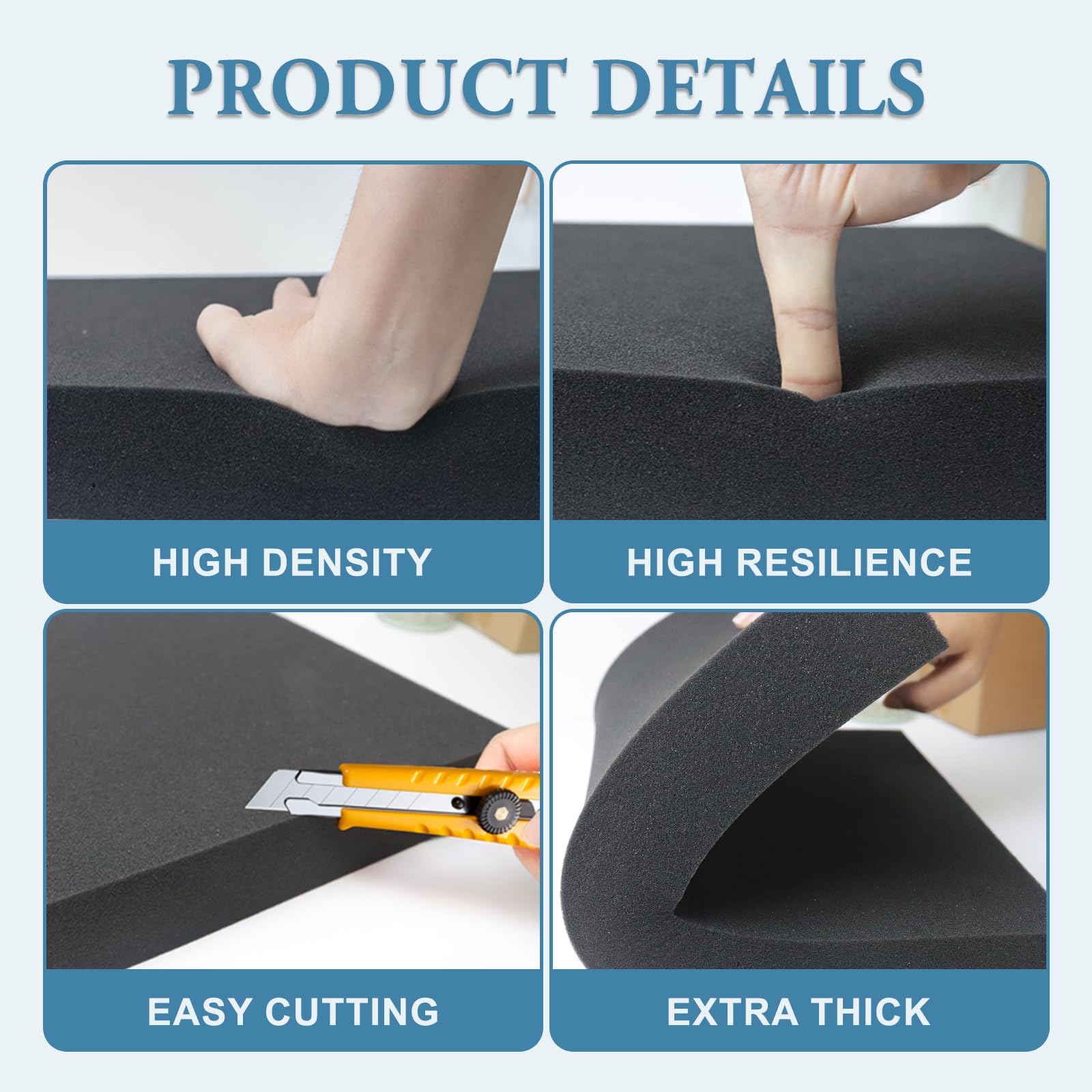 Snapklik.com : Black Polyurethane Foam Inserts For Cases, 2 Pcs 16 X 12 ...