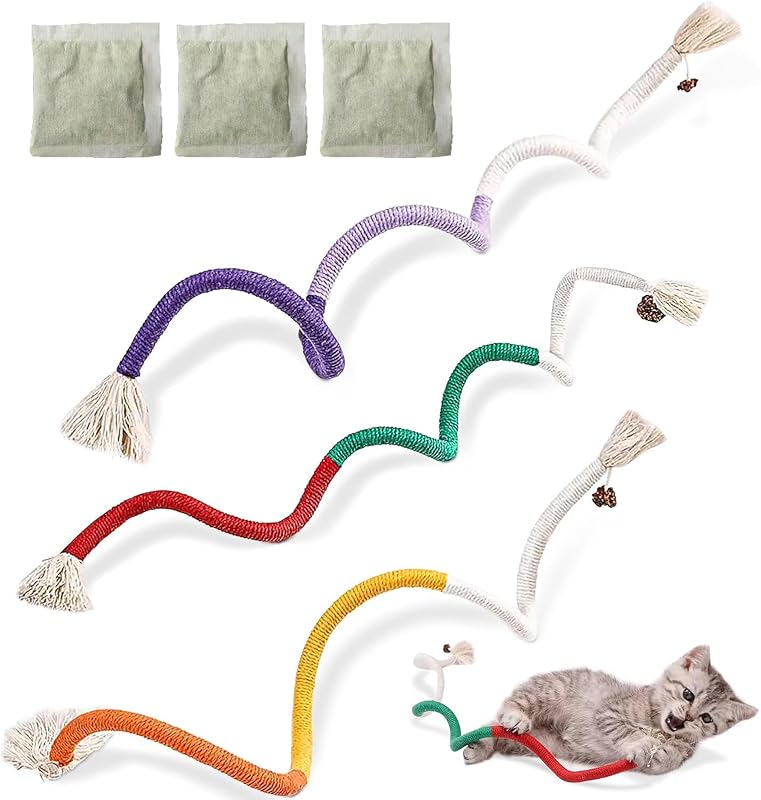 Brinquedo com Catnip para Gatos em Corda de Algodão Letalong com Silvervine, 3 Unidades