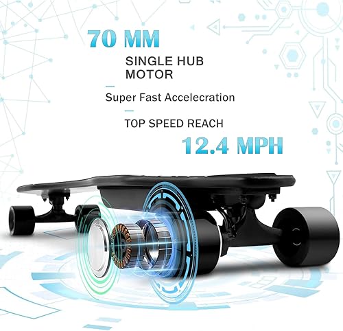 Miniatura 3 de Caroma Patinetas eléctricas con control remoto, potente motor de 350 W, velocidad máxima de 12.4 MPH, batería de 4000 mAh, monopatín E de 13 millas
