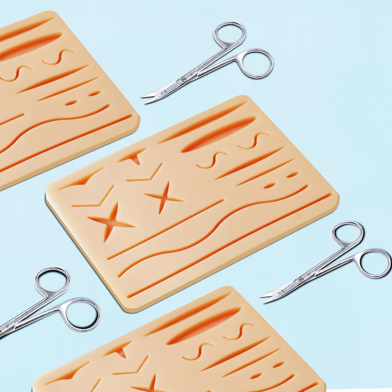 3 Pcs Suture Pad 3 Layer Suture Practice Pad with Wounds Suture Practice Kit, Hard to Rip, Tear or Break for Medical and Vet Students Veterinarian Nurses Training and Practice
