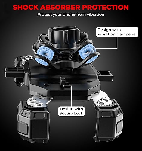 Miniatura 2 de Soporte de teléfono para motocicleta con amortiguador de vibraciones, soporte para teléfono de bicicleta con bloqueo de 1s con base de montaje de