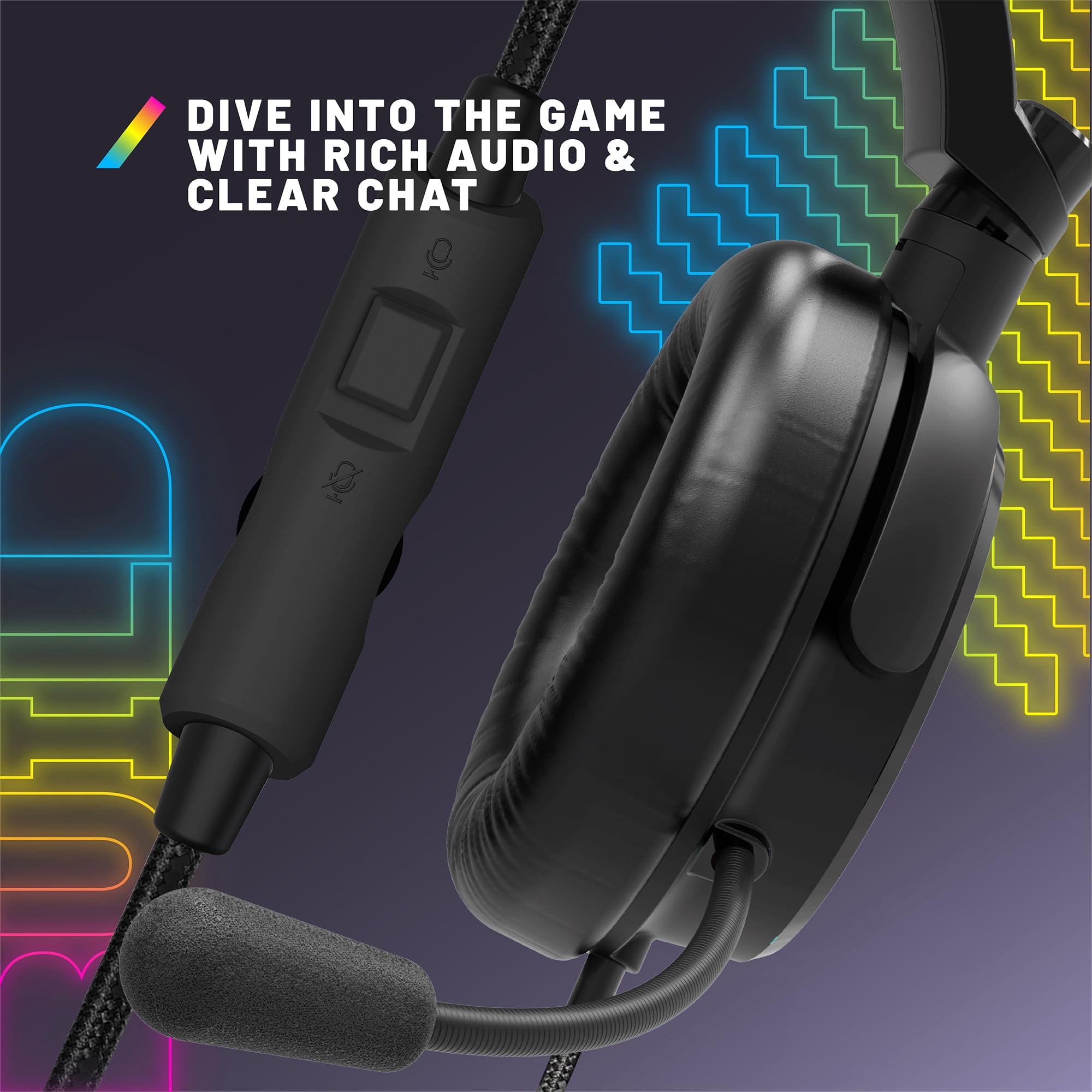 STEALTH C6-100 con LED Casco Gaming Over Ear para PS4/PS5, Xbox, Nintendo Switch, PC, Micrófono Flexible, Conector de 3.5mm, Cable 1.5m, Ligero, cómodo y Duradero