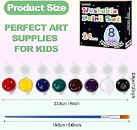 Vista 2 de Juego de pintura acrílica para niños, juego de 24 pinturas lavables en 8 colores, mini tiras de pintura acrílica con 24 pinceles de pintura, mini