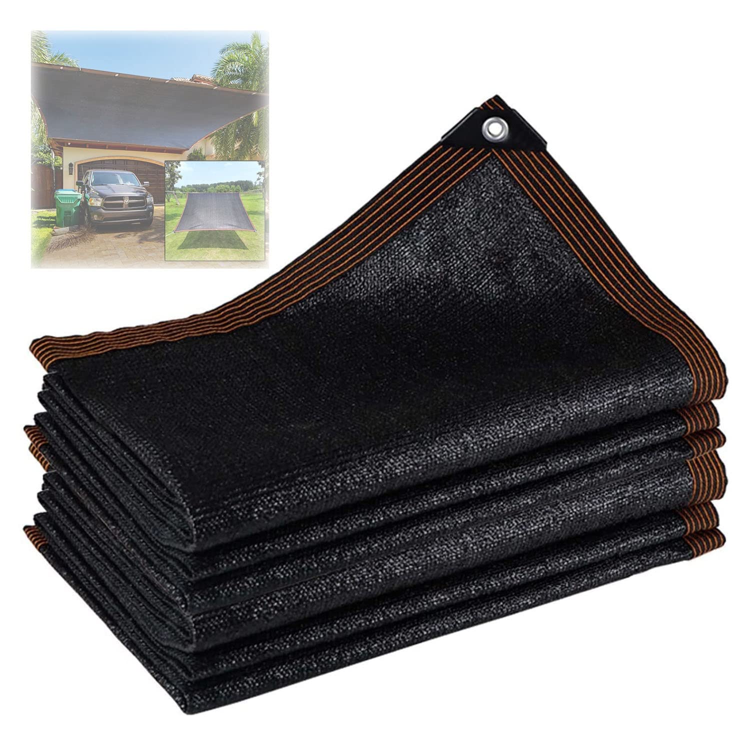 Sonnensegel Schattiernetz 2x3m 3x4m 4x8m 6x6m 8x10m 10x12m Schatten Netz mit Ösen, Reißfestem 85% UV Schutz Markisen, für Garten, Camping, Pergola, Auto Atmungsaktiv Sonnennetz ( Color : Schwarz , Siz