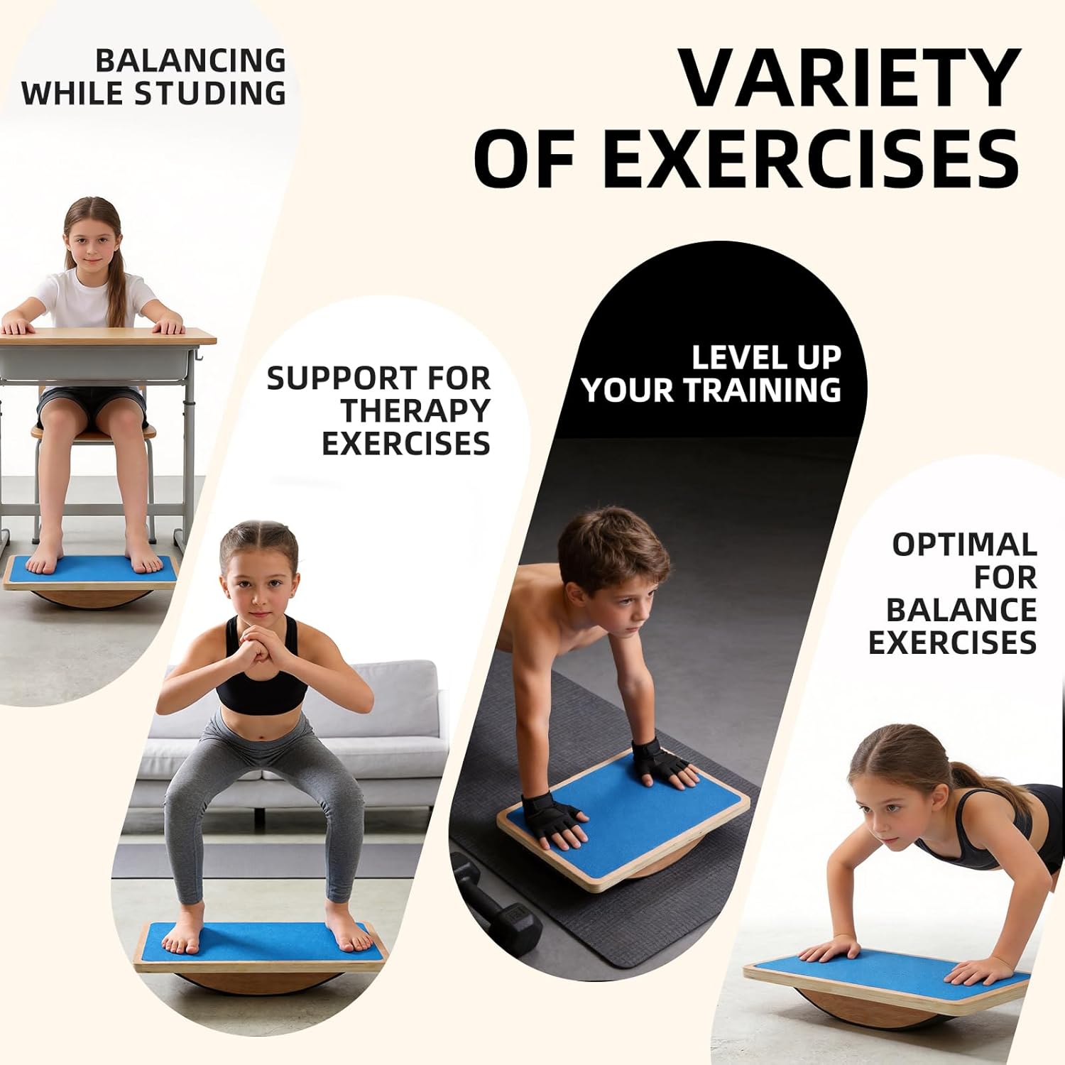 Juoe Balance Board Wobble Board for Adults and Kids - Anti-Slip 350LBS Balance Board for Physical Therapy,Balance Training,Posture Correction,Standing Desk Core Strength Wooden Balance Rocker Board