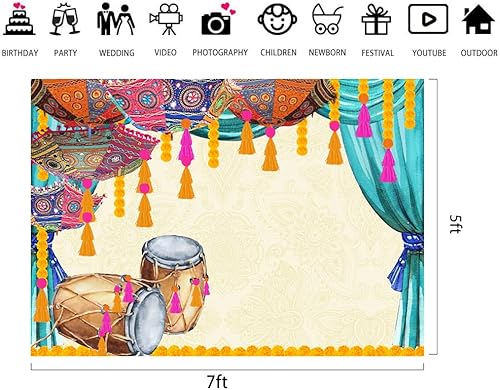 Miniatura 7 de Lofaris Telón de fondo de boda tradicional indio para fotografía, cortina de flores amarillas para decoración de boda hindú india, caléndula Puja