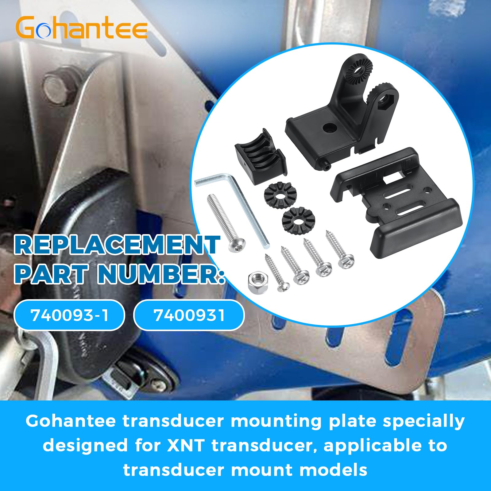 7400931 Transducer Bracket, Transducer Mounting Plate Compatible with MHX XNT XHS Model Transducers for Fishfinder Sensors Transom Mounting Plate Transom Mounting Hardware Kit Transducer Mount