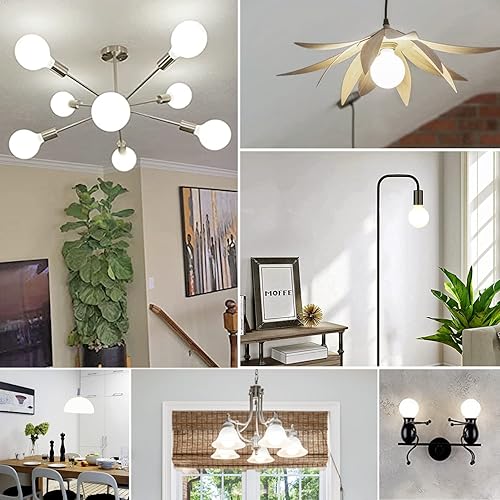 Miniatura 7 de Paquete de 3 bombillas LED G30 de 4000 K, luz neutra de 5.5 W, bombillas LED de base E26, CRI90, uso perfecto para decoración, colgante, maquillaje