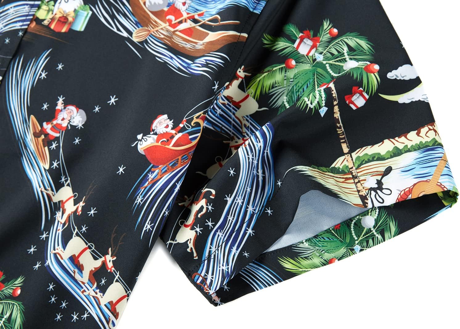 ENVMENST Christmas Button Up Shirt for Men Fun Printed Casual Short Sleeve Hawaiian Santa Shirt - Image 6