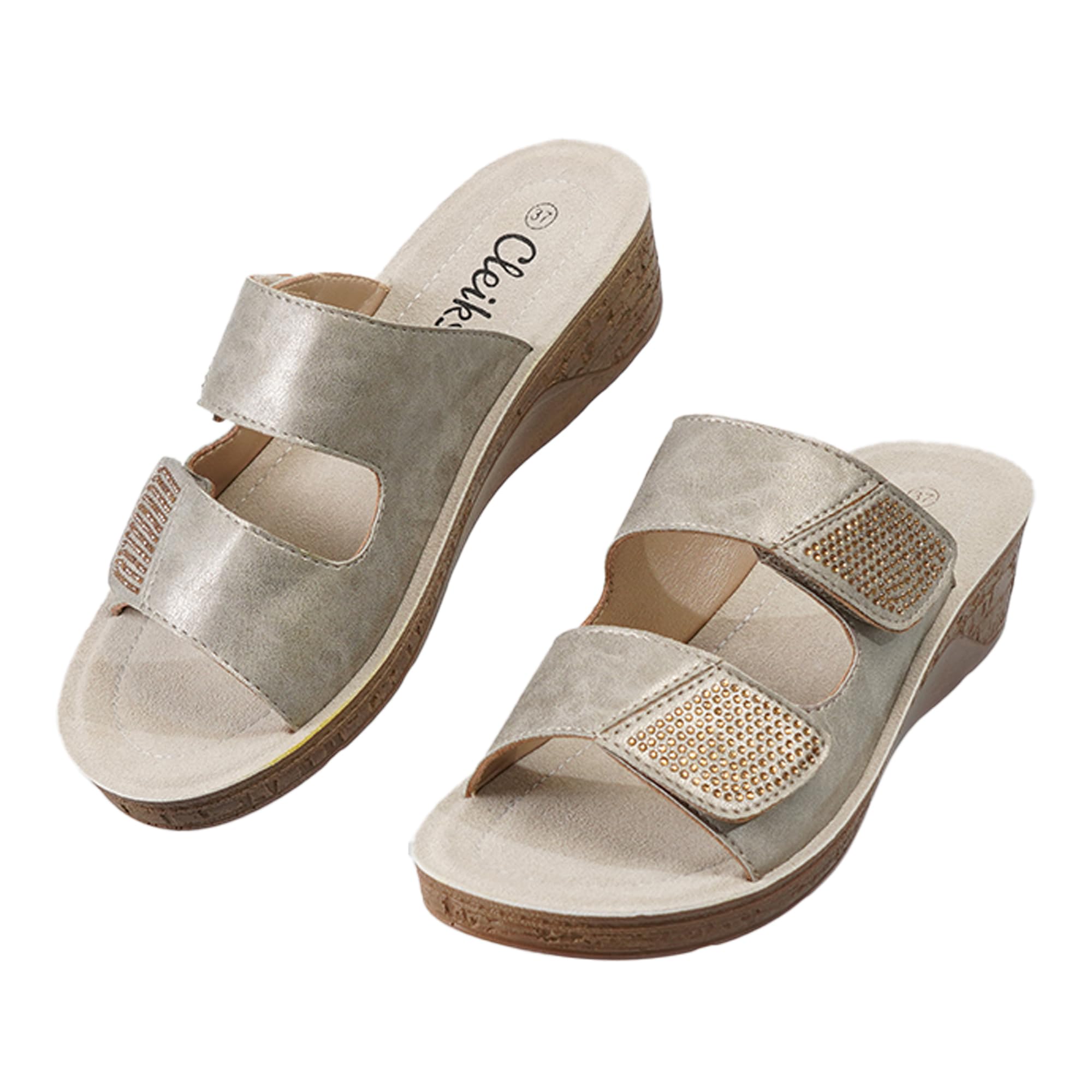 Sandali Aperti Donna Pantofole con Chiusura a Strappo Sandali Infradito Larghi Scarpe Estive Scarpe Ortopediche Ciabatte