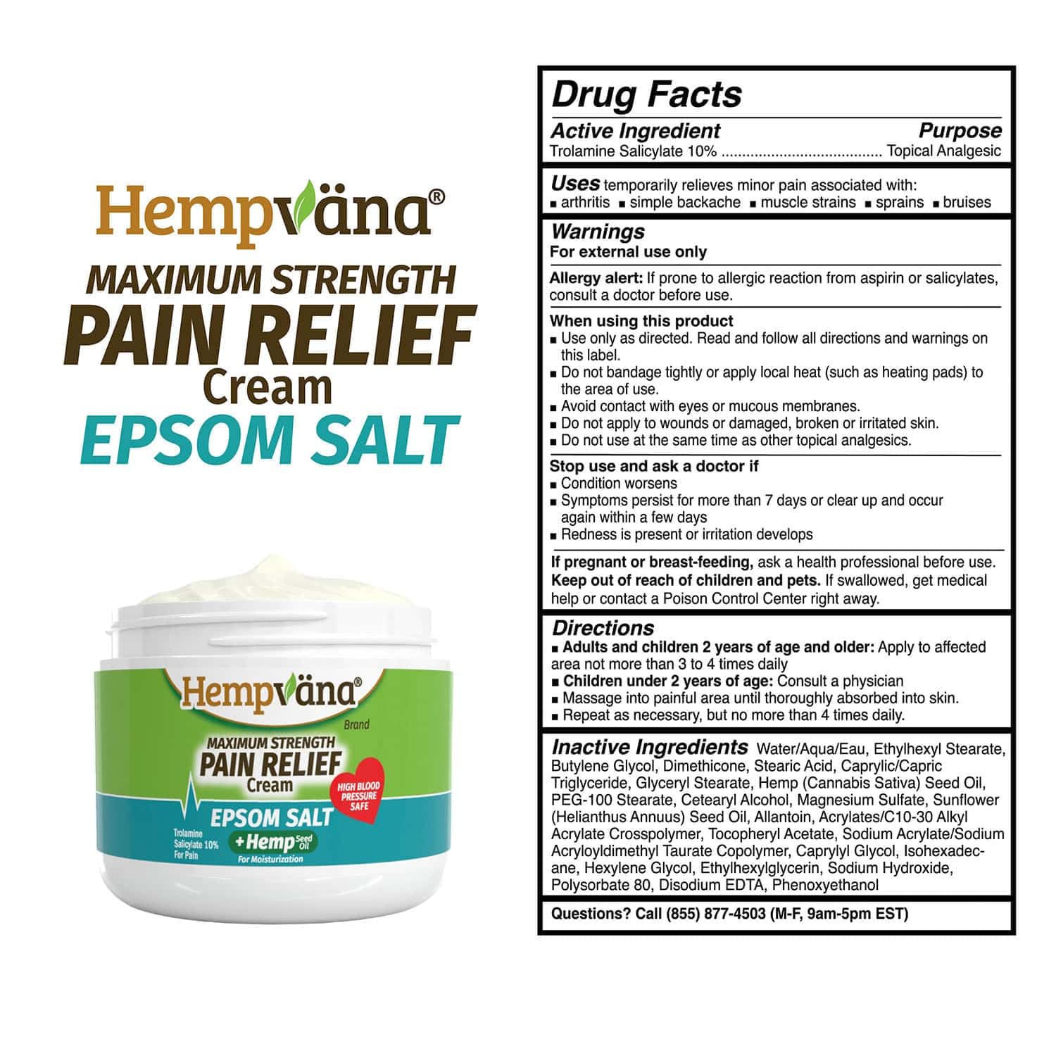 Hempvana Epsom Salt Maximum Strength Pain Relief Cream w/ Hemp Seed Oil — Amazon image 9