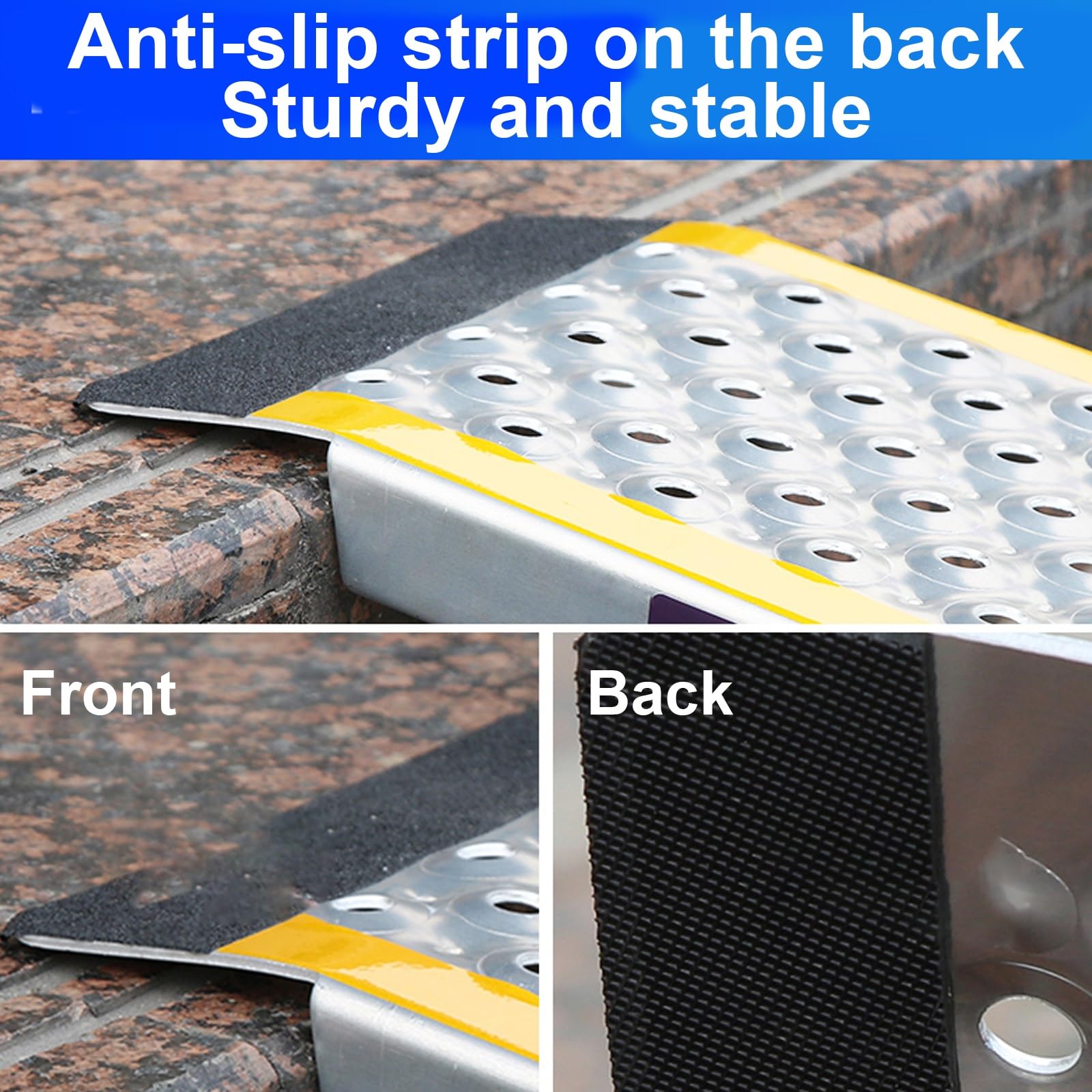 Rampe per Disabili in Alluminio, Rampe di Carico Lunga 100 cm per Sedie a Rotelle e Auto, Superficie Antiscivolo Leggera per Porte, Gradini