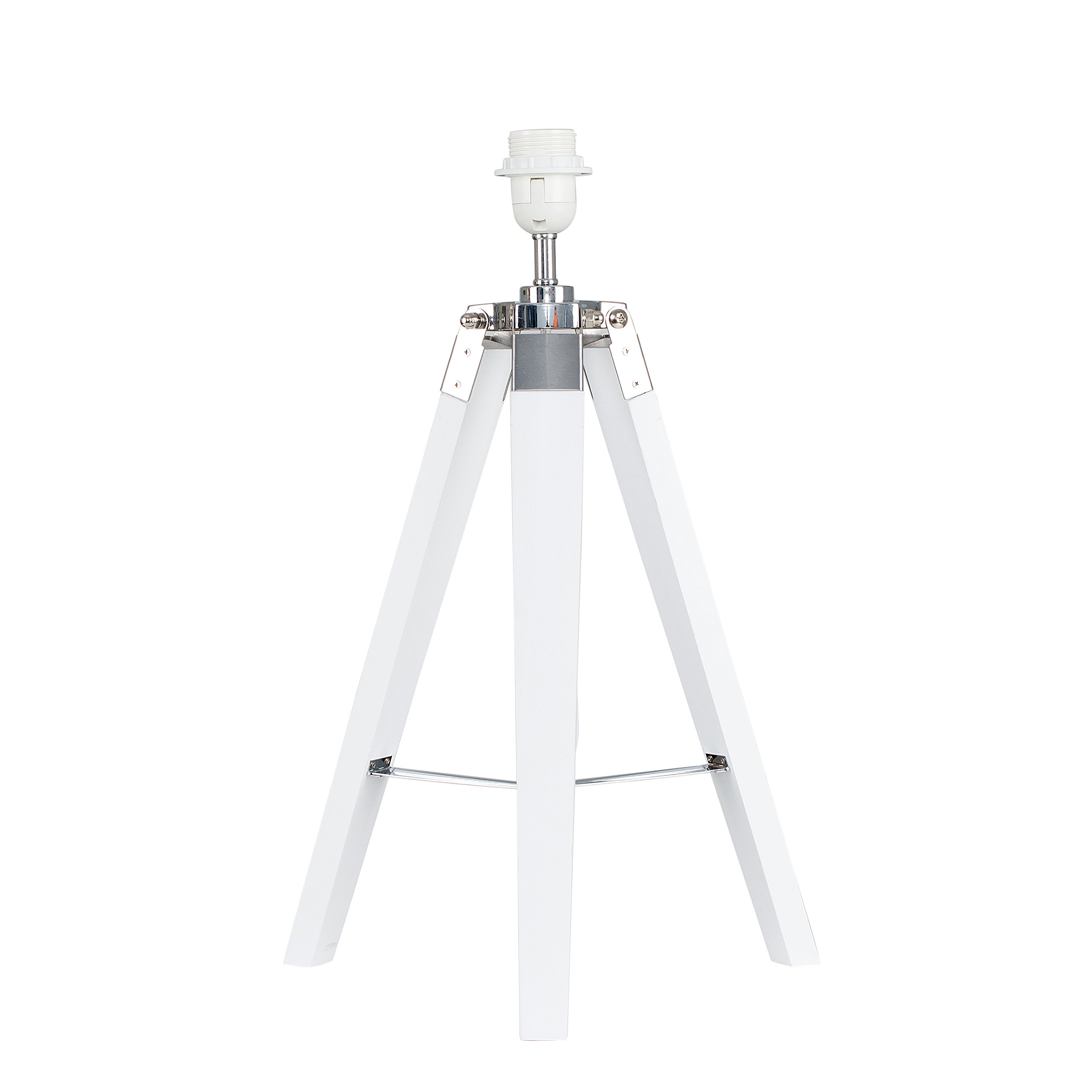 Minisun Lamp Base Only | Modern White Wood And Silver Chrome Table Lamp Base | Table Lamps, Home Décor & Improvement Essential