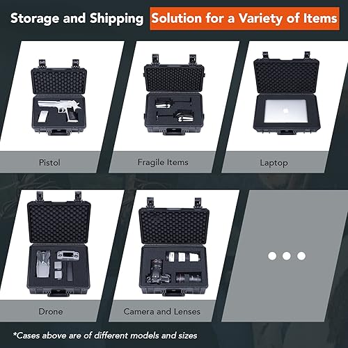 Miniatura 2 de Lykus HC-3520 - Funda rígida impermeable con inserto de espuma personalizable, tamaño interior de 13.78 x 11.81 x 6.5 pulgadas, adecuada para