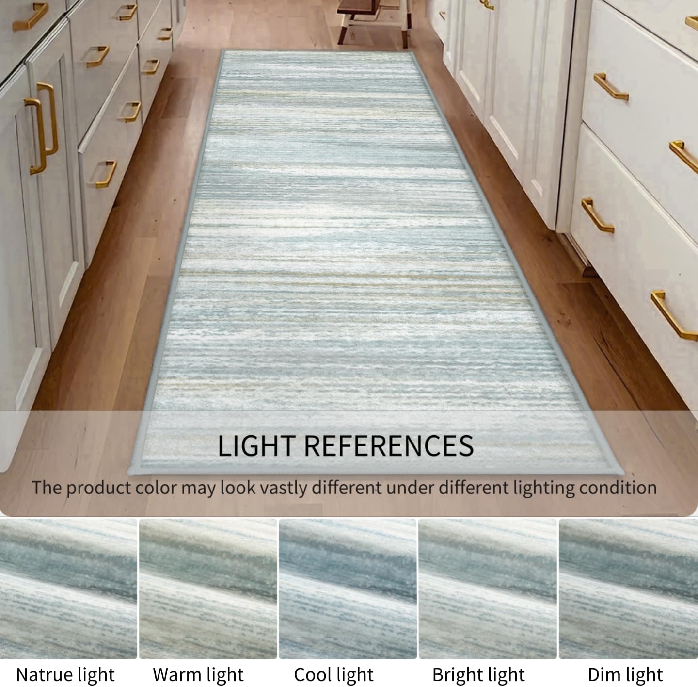 Bathroom Kitchen Runner Rug-2x6 Blue Modern Abstract Washable Hallway Rug, Non-Slip Indoor Outdoor Rug for Bedroom, Laundry Room, Entryway,Home Decor