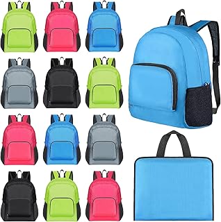 LEIFIDE 15 Pcs Backpack in Bulk 17 Inch Lightweight Foldable Student School Outdoor Travel Book Bag Assorted Colors(Light Gray, Green, Black, Rose Red, Blue)