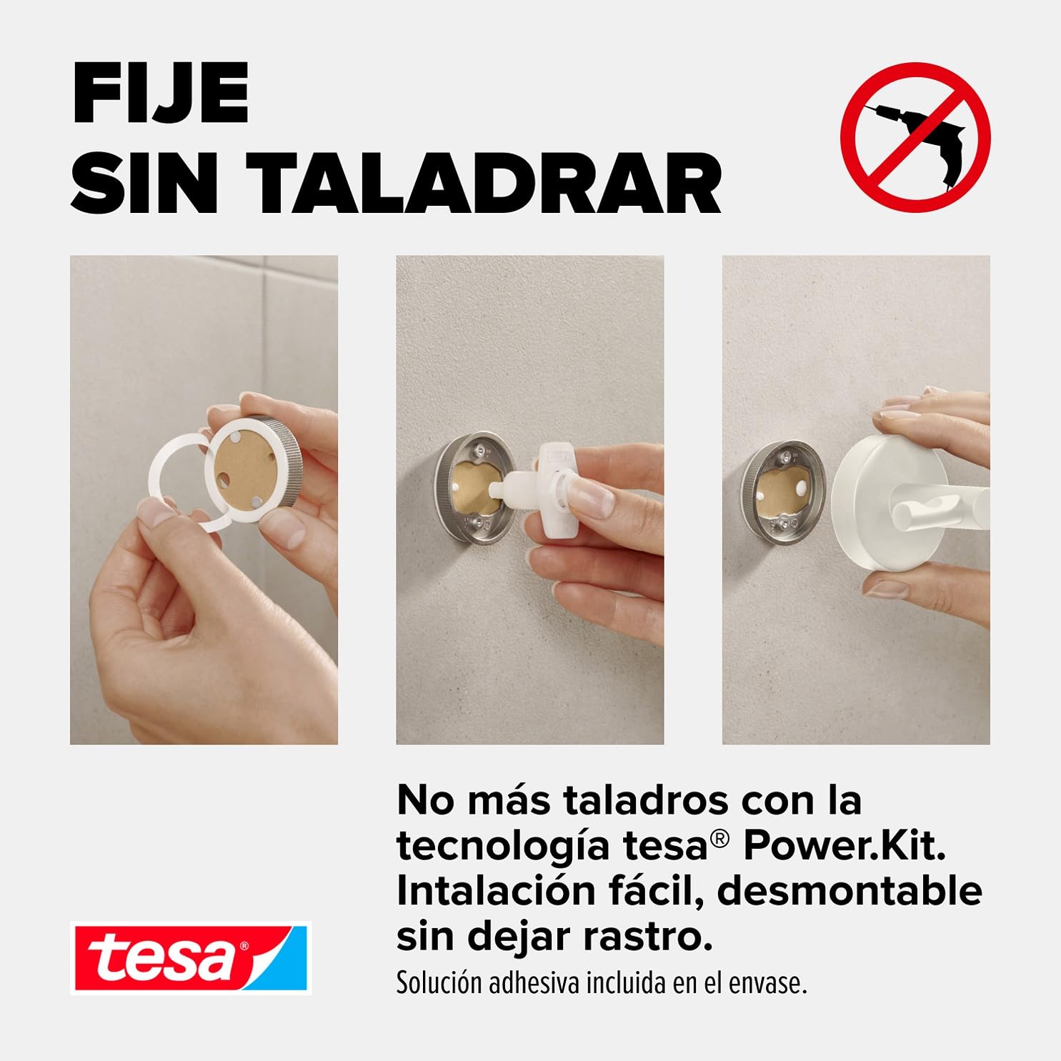 tesa® Moon White Escobillero de Baño - Juego de Escobillero y Vaso de Cristal Satinado de Estilo Moderno - Sin Taladro - 379 mm x 112 mm x 145 mm - Blanco Mate