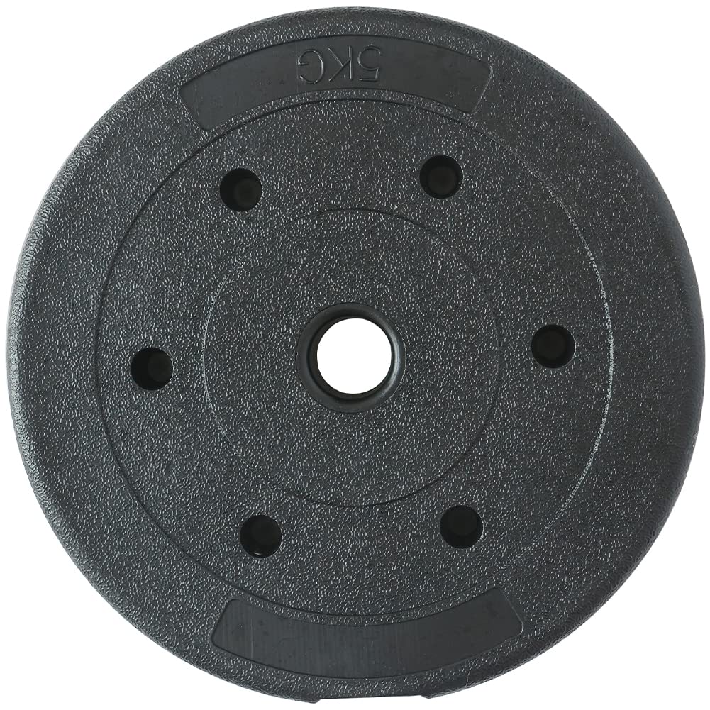 BAKAJI Set 2 Dischi per Bilanciere e Manubri Peso 10kg (5kg x 2) Cemento Foro 25mm, Rivestimento in Plastica Antigraffio, Professionali Palestra, Fitness, Riabilitazione, Esercizio Fisico, Allenamento