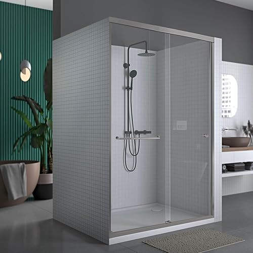 Miniatura 4 de Sorrento Lux Series - Puerta de ducha doble corredera para baño, acabado negro mate ajustable de 44 a 48 pulgadas de ancho, 62 pulgadas de alto,
