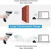 Vista 3 de Escáner de código de barras inalámbrico, JRHC 1D CCD lector de código de barras con transmisión de soporte, conexión inalámbrica y USB de 2.4 GHz