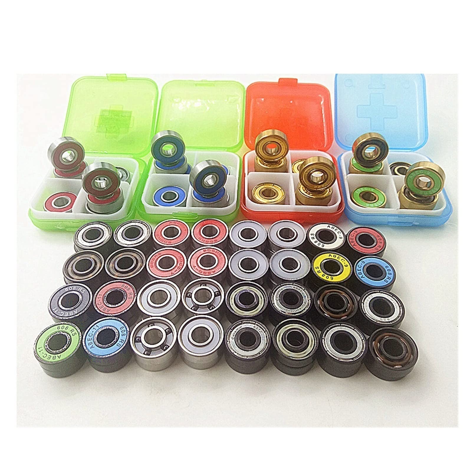 Lot de 8 roulements 608 for Patins à Roues alignées, en céramique 608zz, pièces Skateboard, Longboard(8pc Si3n4 5 Balls)