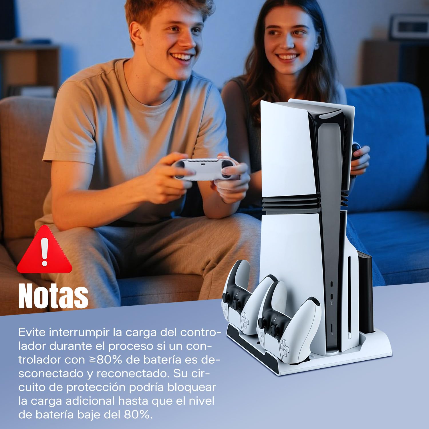 Wigearss Soporte Vertical para PS5/PS5 Slim/PS5 Pro con Ventiladores de Refrigeración, Estación de Carga para Dos Mandos, Ventilador de Enfriamiento con 3 Niveles Ajustables