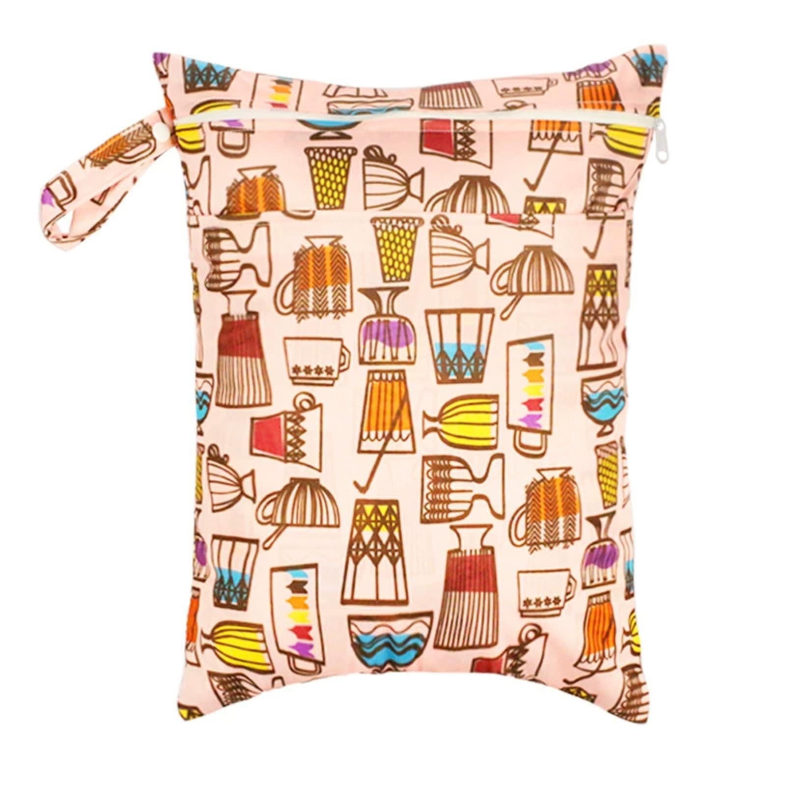Hixingo Colorful Print Wet Bag,Large Waterproof Wet Dry Bag, Reusable Nappy Stuff Sack with Double Zipper,Portable Children's Items Dry Sack, for Clothes,Swimming,Travel,Beach (Colorful,4-Pieces)