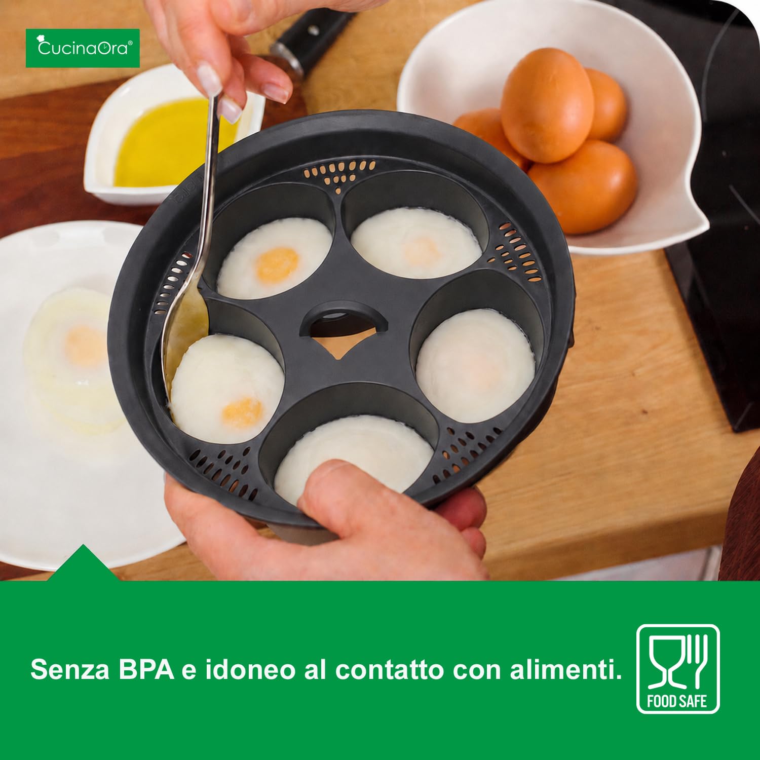 steamEGGS compatibile con Monsieur Cuisine Smart e Connect – Inserto cuociuova per preparare fino a 5 uova in camicia