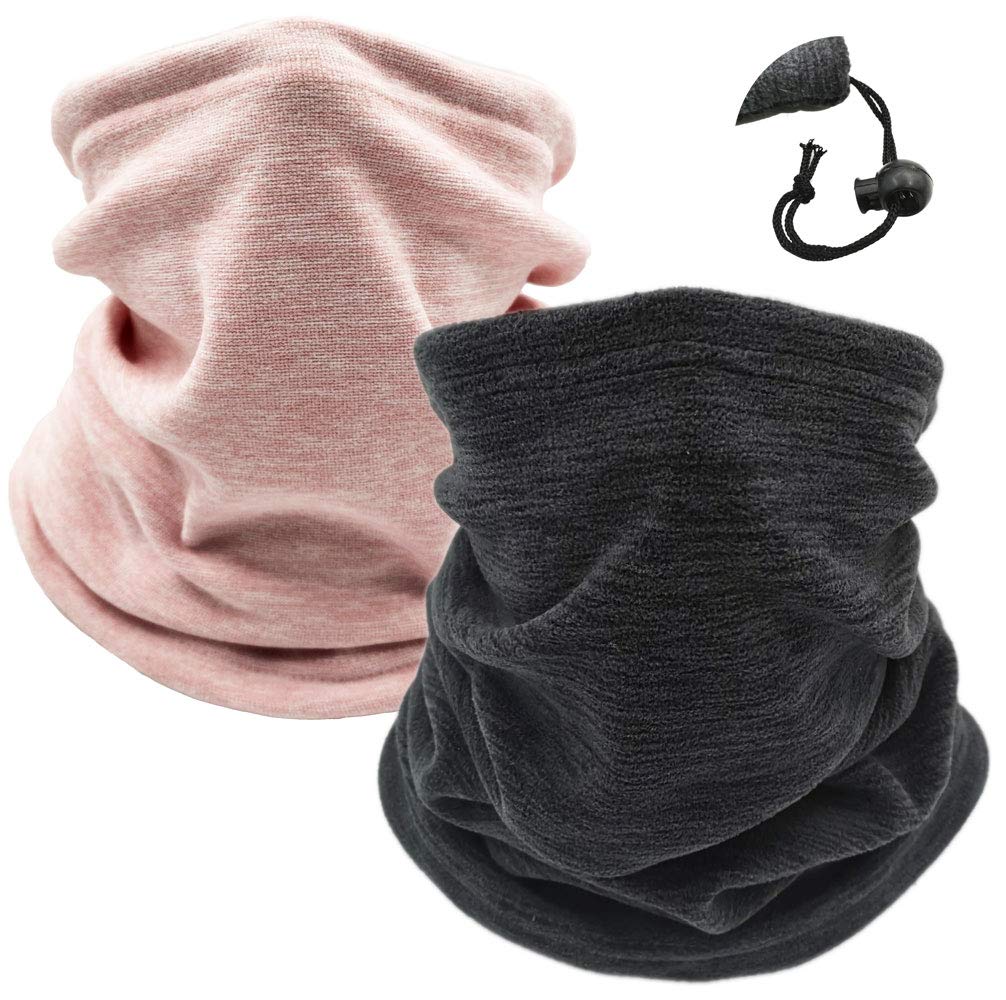 ehsbuyFleece Neck Warmer Thermal Snoods Unisex Thick Winter Cold Weather Knitted Circle Scarf for Cycling Motocycle Sports